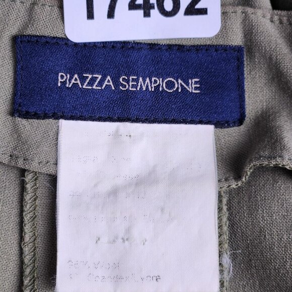 Piazza Sempione Pants Womens 26 Olive Wide Leg Mid Rise Wool Blend Made in Italy - Picture 10 of 12